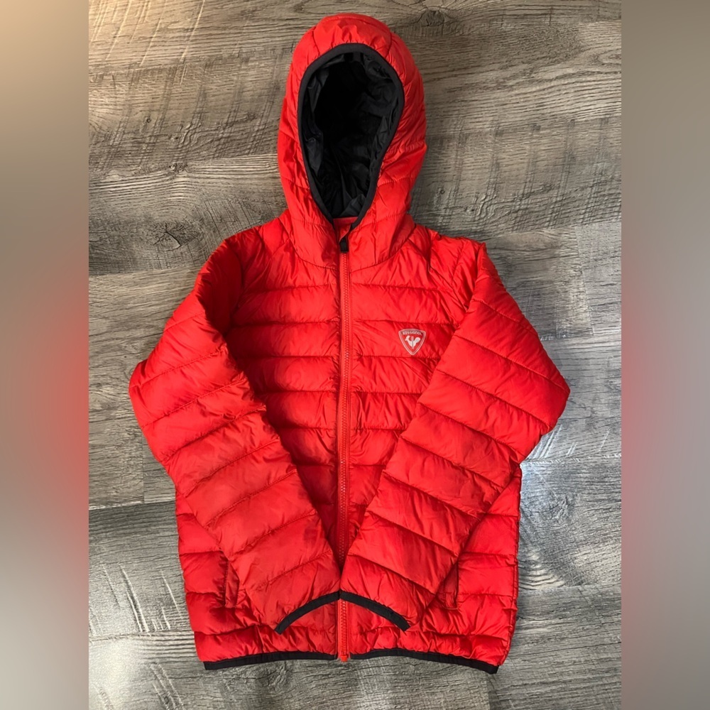 Rossignol Red Quilted Kids Puffer Jacket with Hood